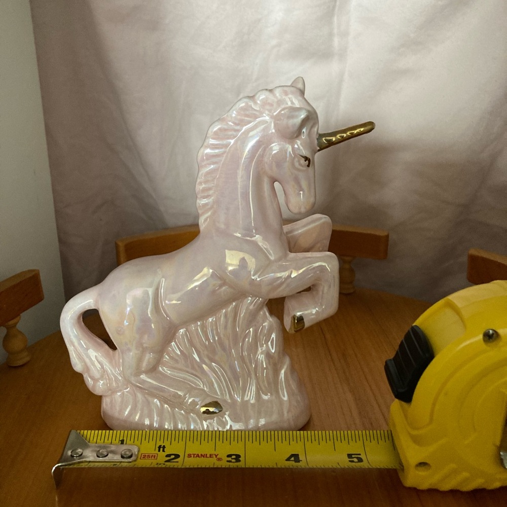 Pink iridescent ceramic unicorn!